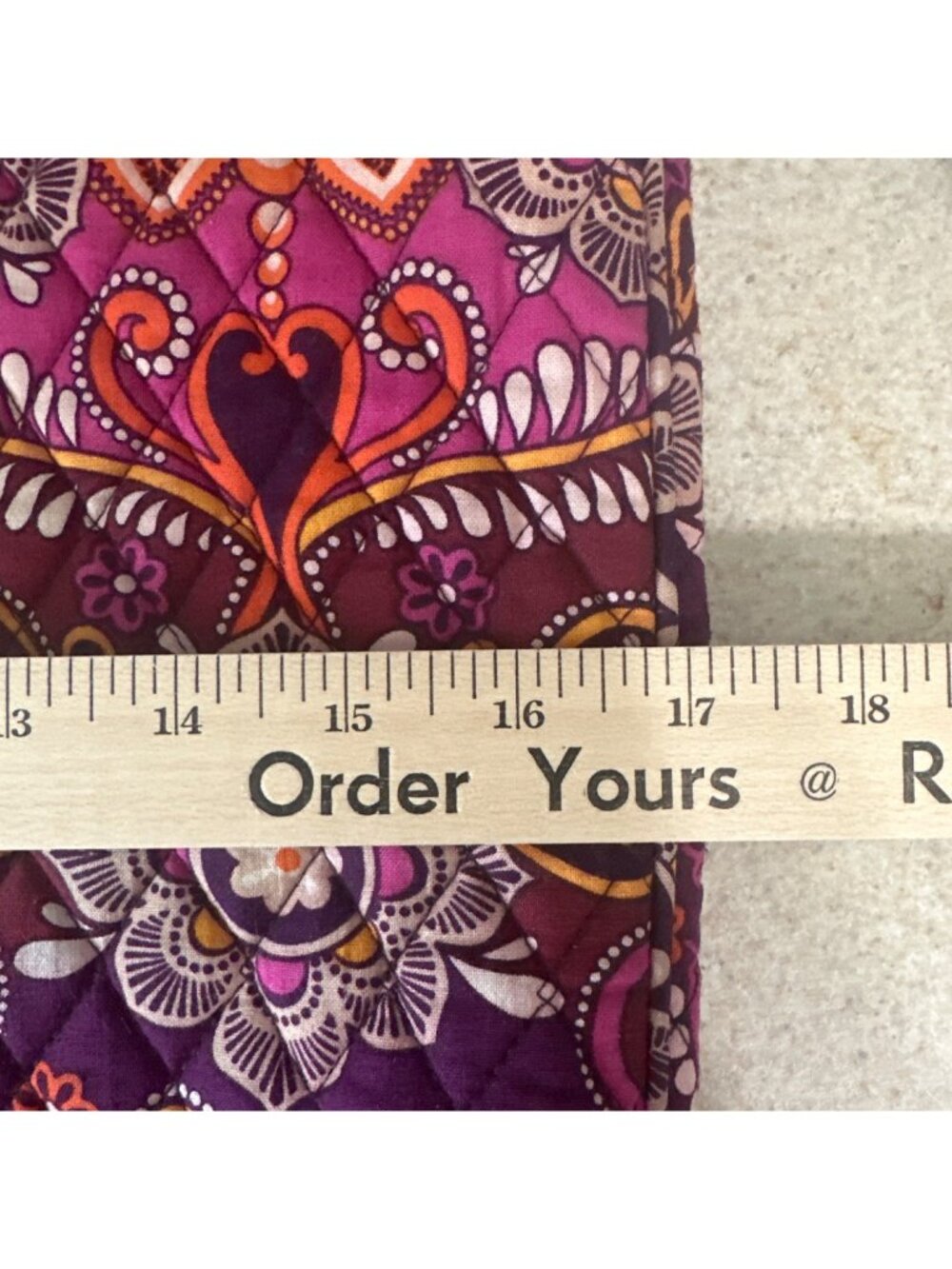 Vera Bradley Quilted Floral Laptop Sleeve 17" Safari Sunset Purple/Orange - Picture 3 of 10
